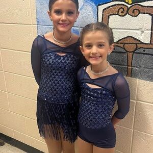 Navy Blue Kids Dance Costume with 2 extra Skirts